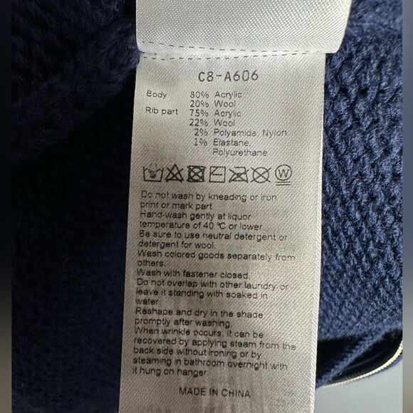 Champion Japan C8-A606 Varsity Knit Zip Jacket Navy Wool Blend Unisex Rare - Picture 9 of 10